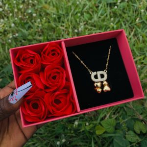 Dainty necklace and ring comes with paper box