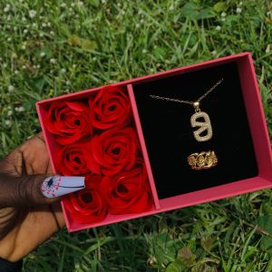 Dainty necklace and ring comes with paper box 008