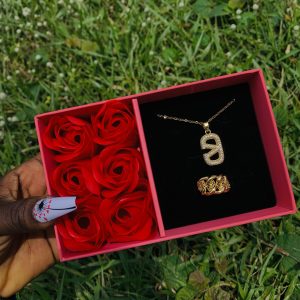 Dainty necklace and ring comes with paper box 008
