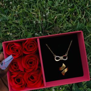 Dainty necklace and ring comes with paper box 005