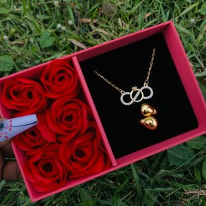 Dainty necklace and ring comes with paper box 003