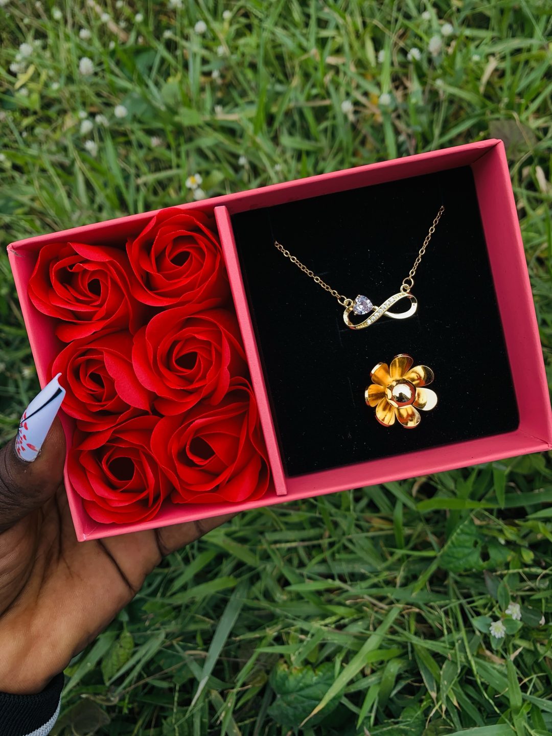 Dainty necklace and ring comes with paper box 004 - Image 4
