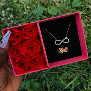 Dainty necklace and ring comes with paper box 001