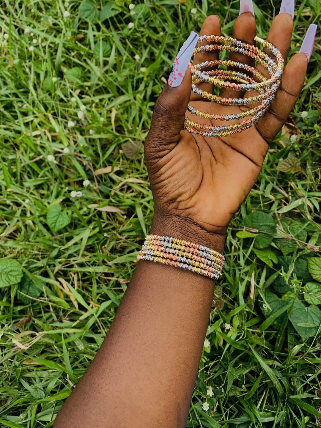 Three toned MD 5 roll spiral bangle