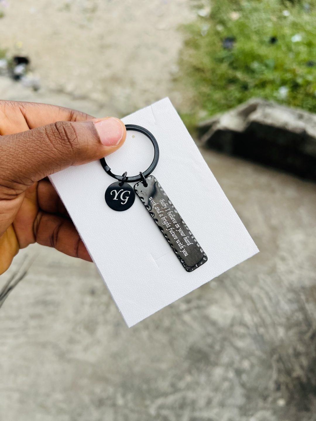 Engraved black flat key holder