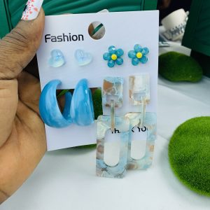 Sky blue chandelier earring set 006