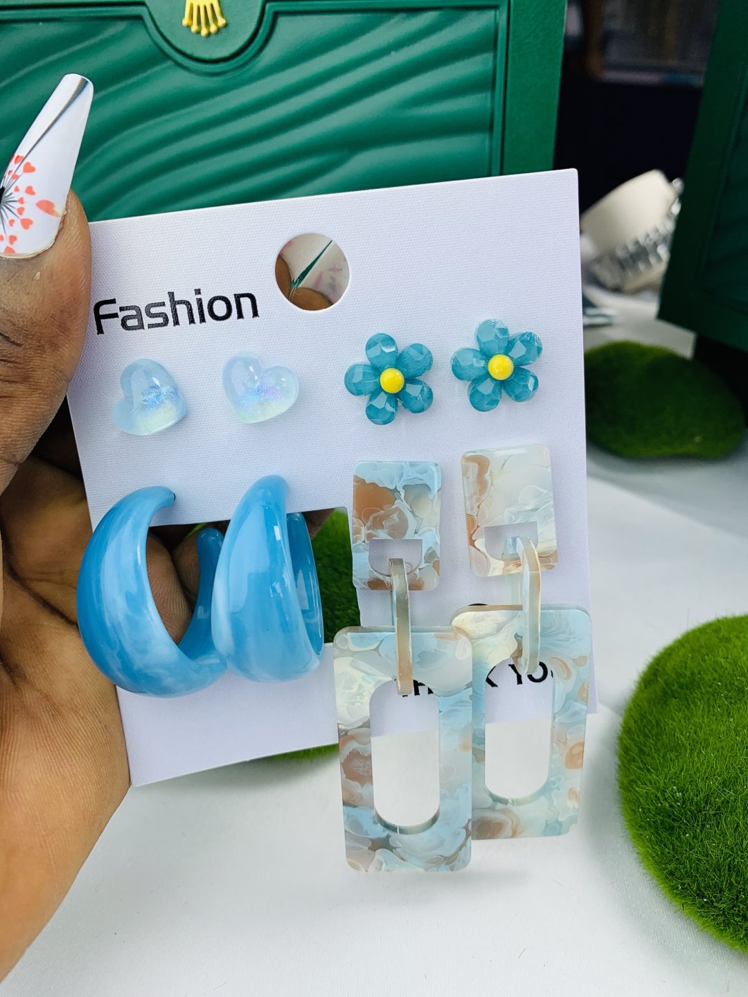 Sky blue chandelier earring set 006 - Image 3