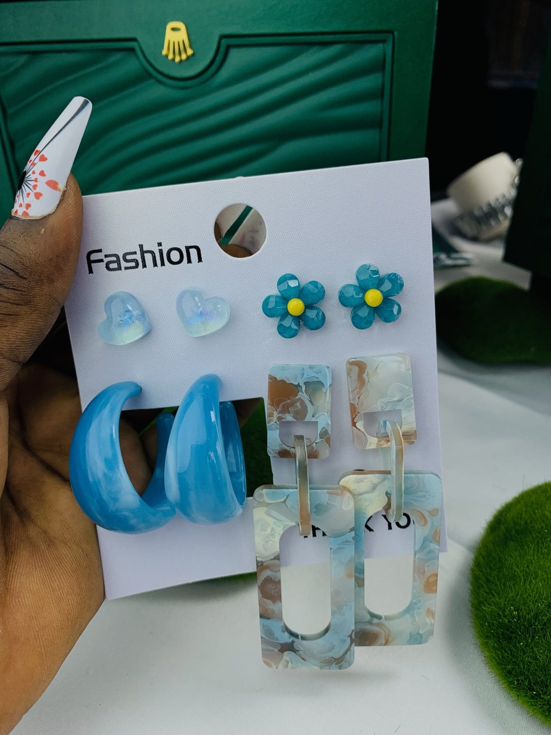 Sky blue chandelier earring set 006 - Image 2