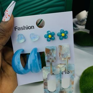Sky blue chandelier earring set 006