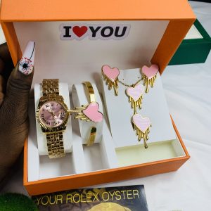 Rolex gold pink face comes with big paper box