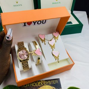 Rolex gold pink face comes with big paper box