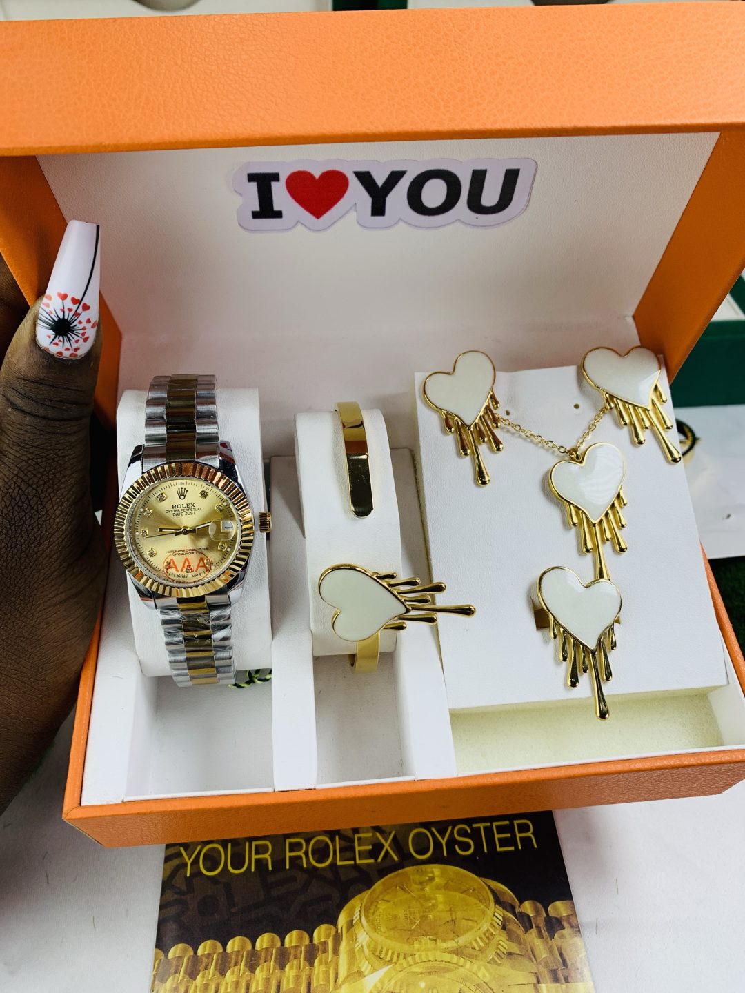 Mix toned Rolex oyster combo comes with paper box
