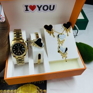 Rolex oyster gold black face comes with big paper box