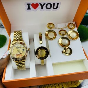 Rolex oyster gold stoned face comes with big paper box