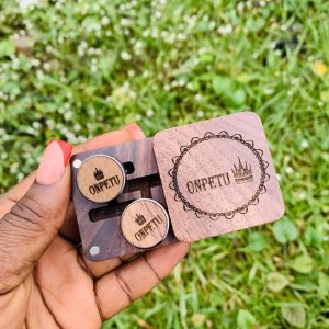 Engraved wooden cufflinks with exact box!