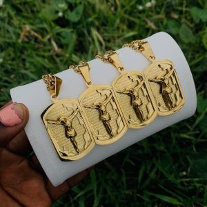 Male steel gold necklace 001