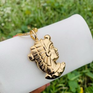 Unisex steel gold necklace 004