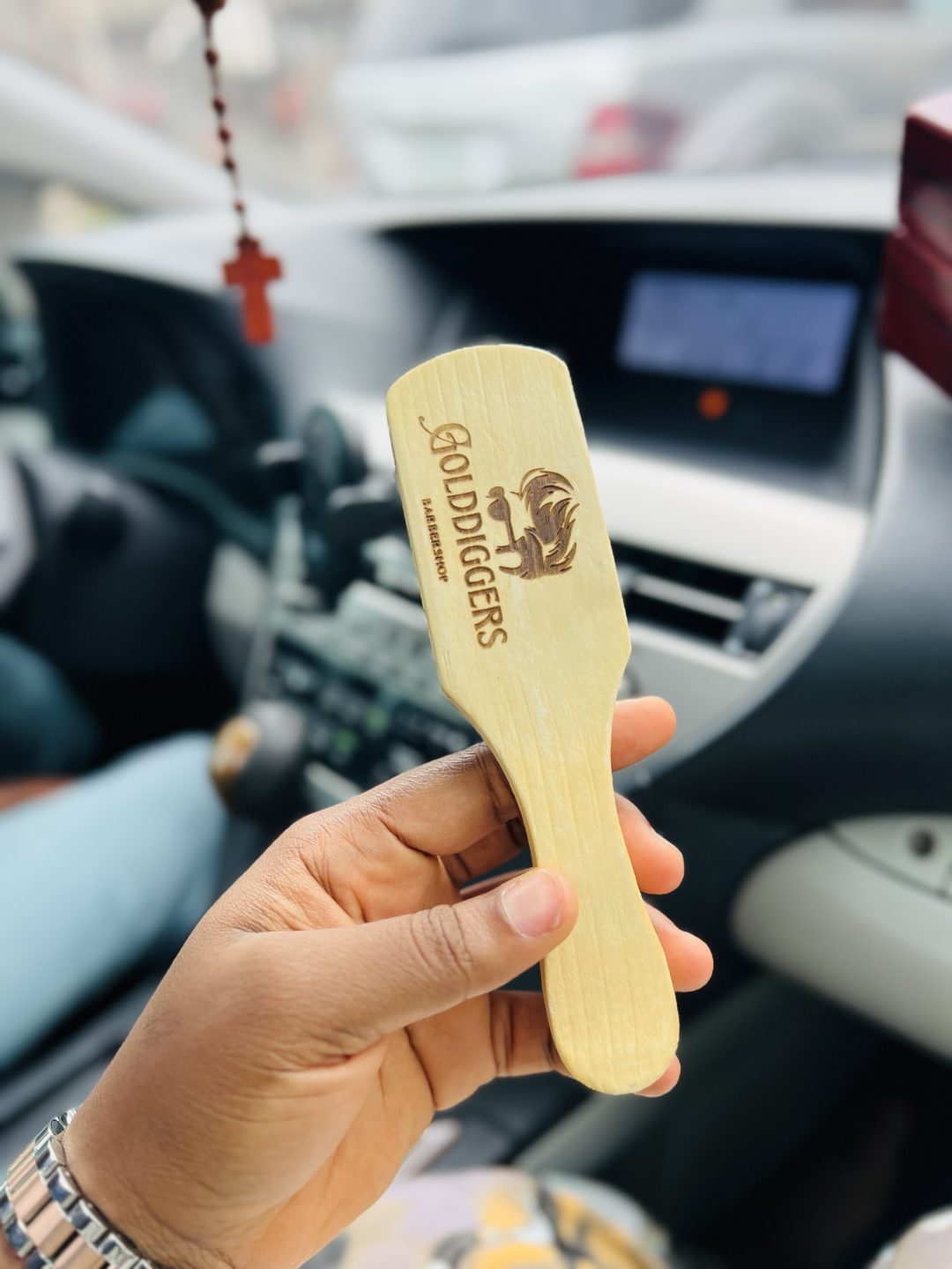 Engraved wooden beards/hair brush