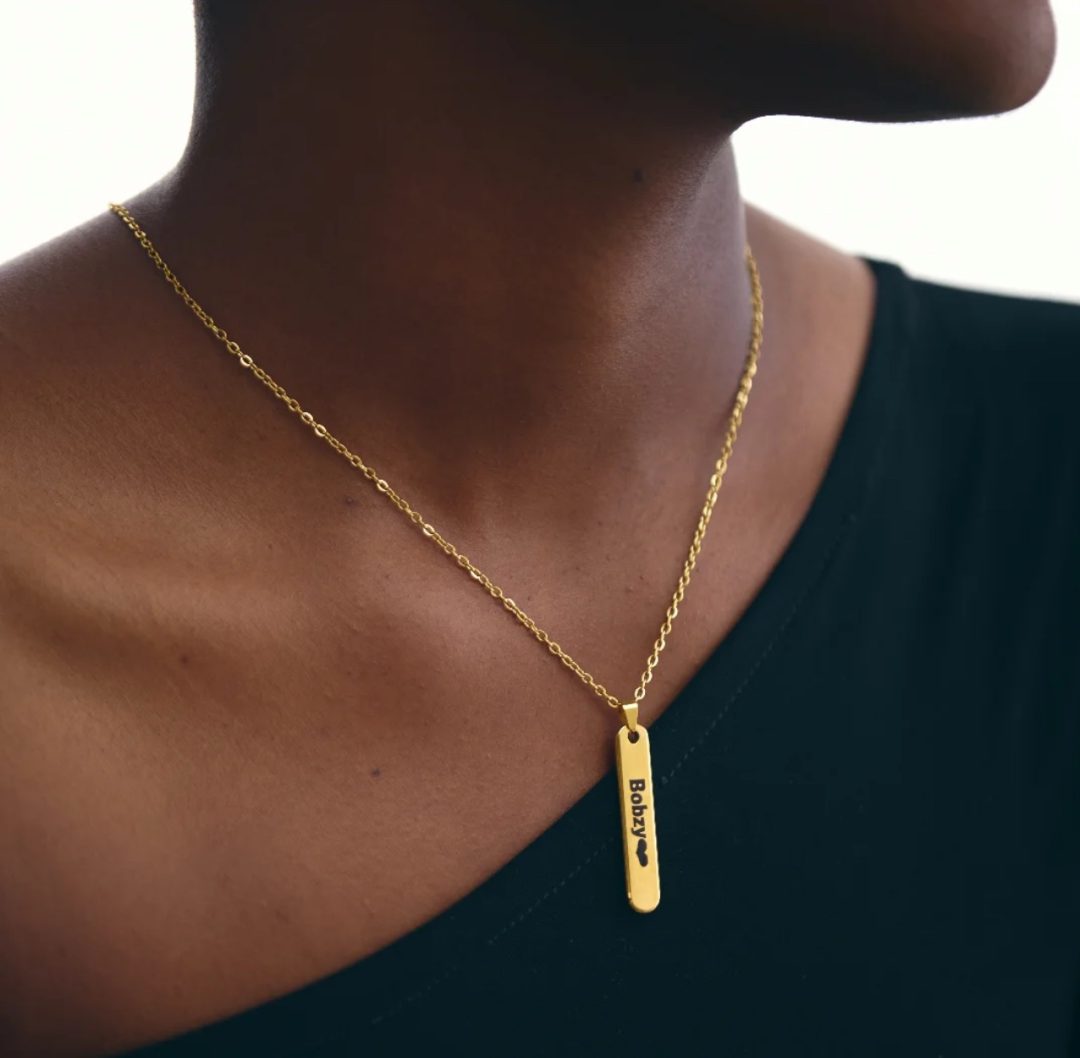 Engraved Gold flatty necklace - Image 2