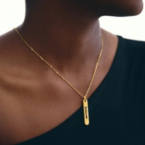 Engraved Gold flatty necklace