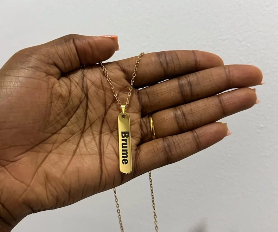 Engraved Gold flatty necklace