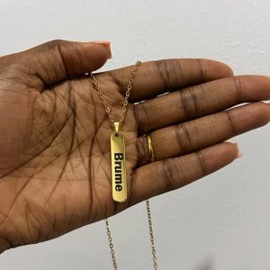 Engraved Gold flatty necklace