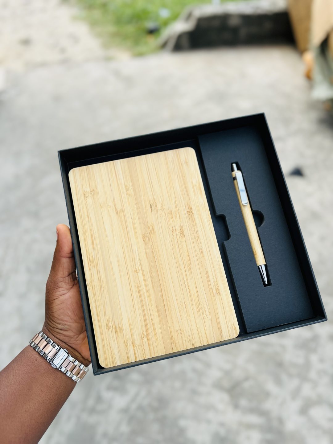 Engraved book and pen set