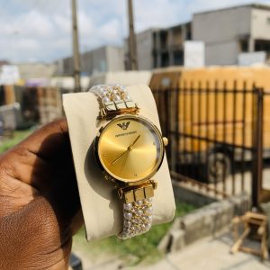 Empirio Armani pearl gold watch