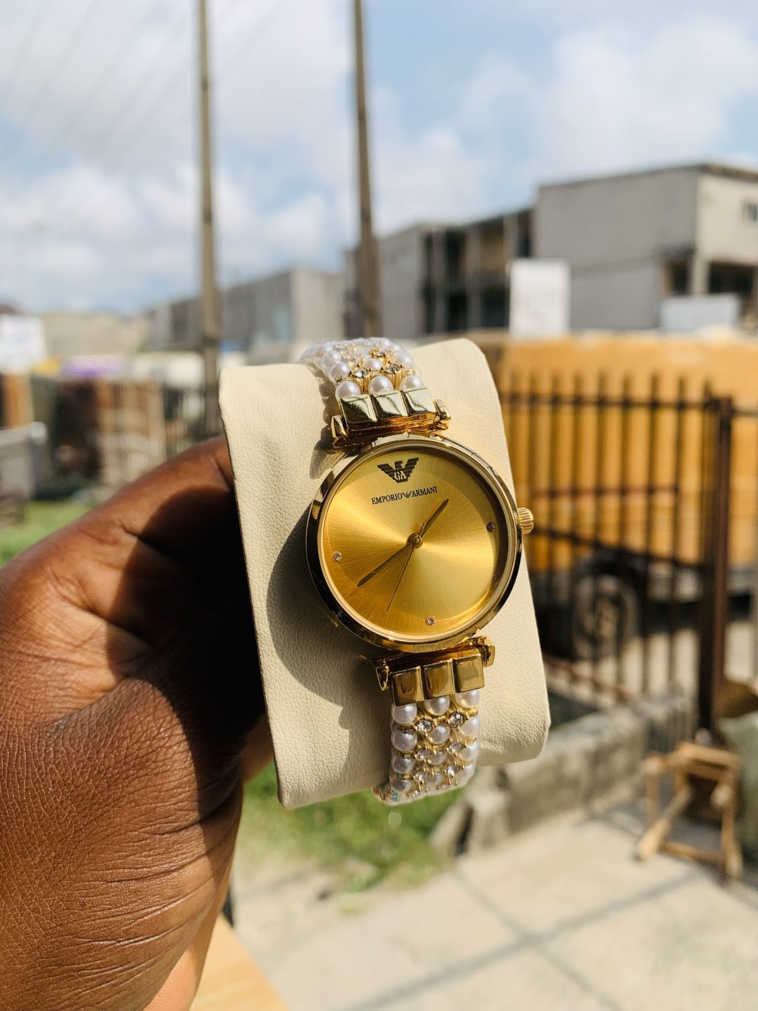 Empirio Armani pearl gold watch - Image 2