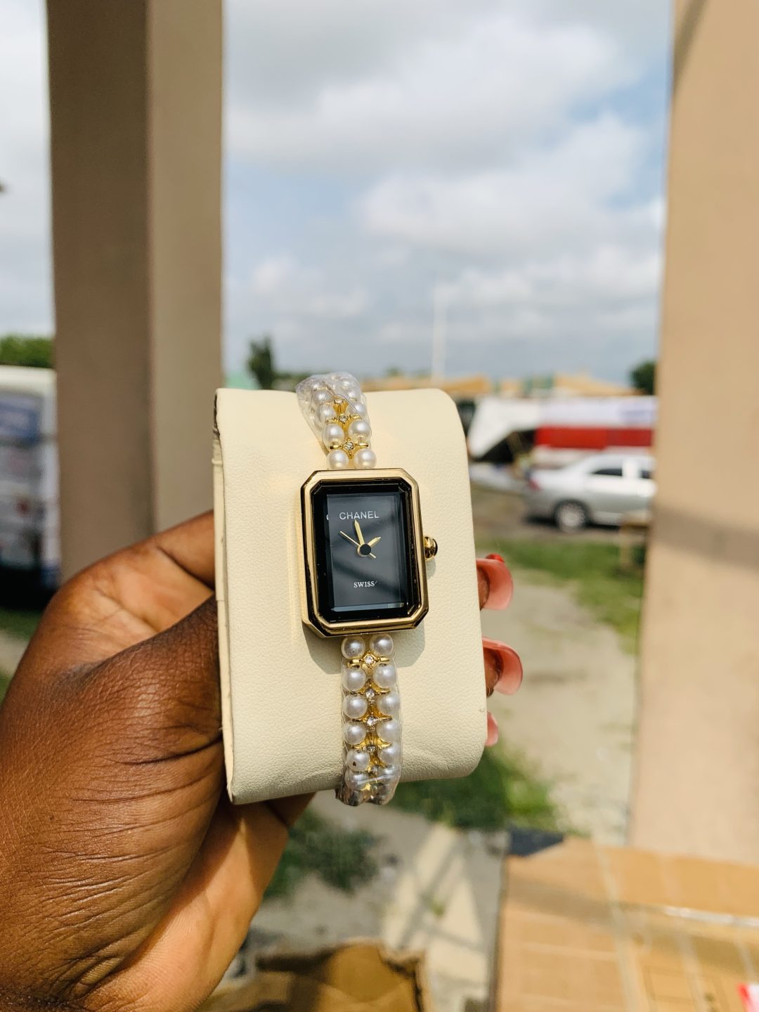 Gold black face channel watch - Image 3