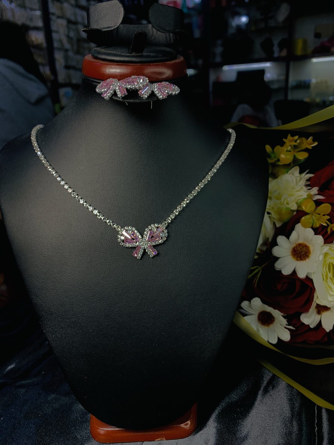 Pink stone butterfly fashion set 008 - Image 6