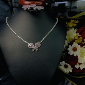 Pink stone butterfly fashion set 008