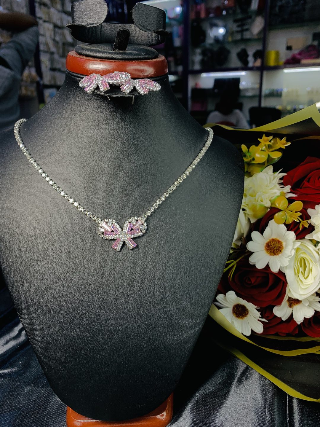 Pink stone butterfly fashion set 008 - Image 4