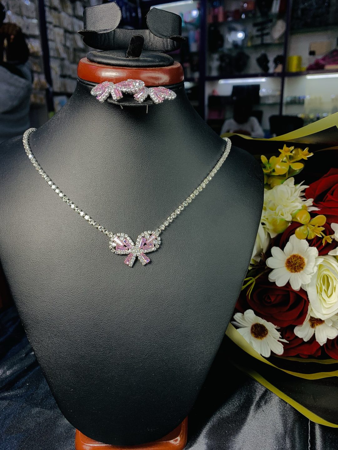 Pink stone butterfly fashion set 008 - Image 5