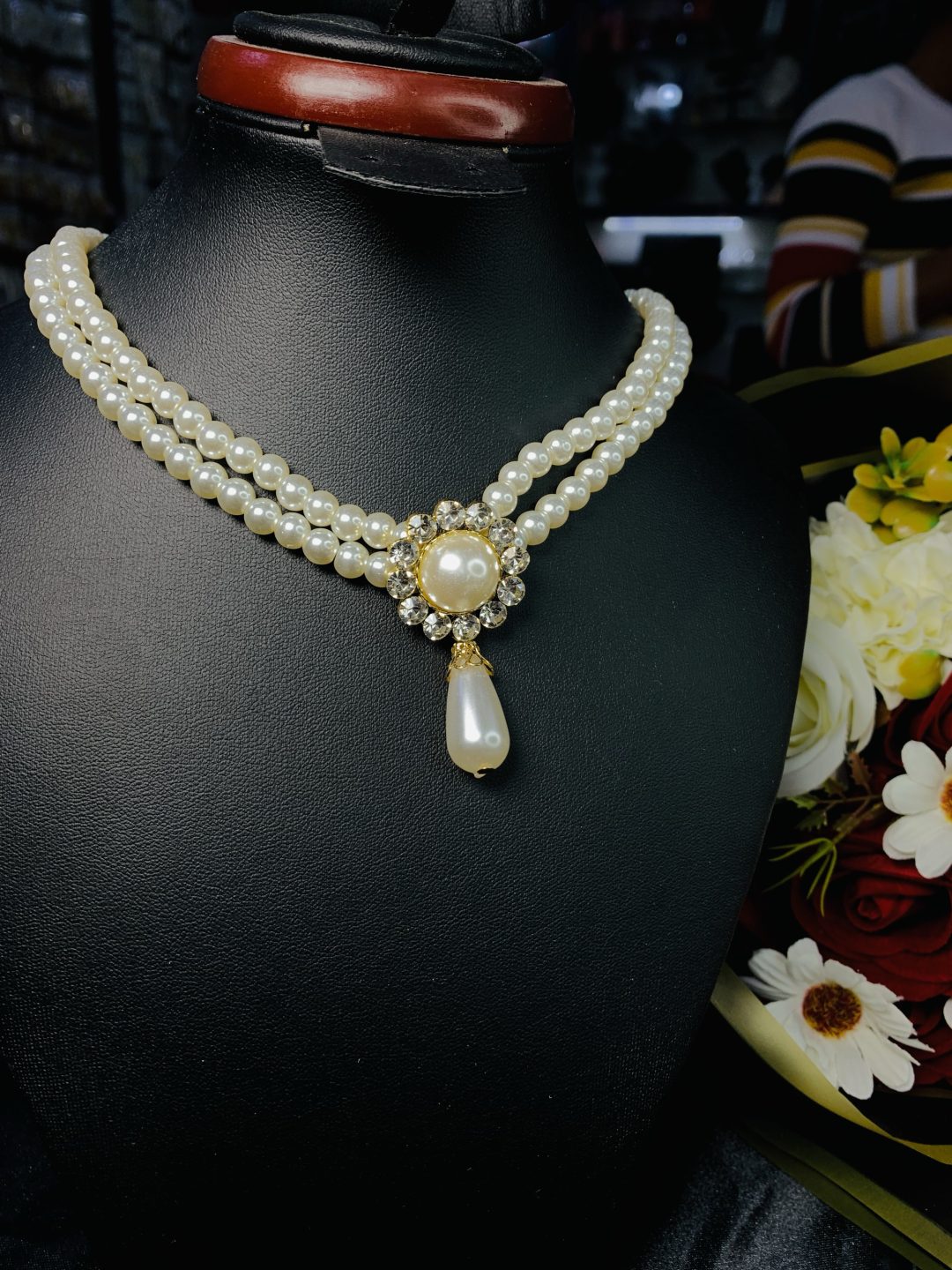 Circle stone pearl necklace - Image 2