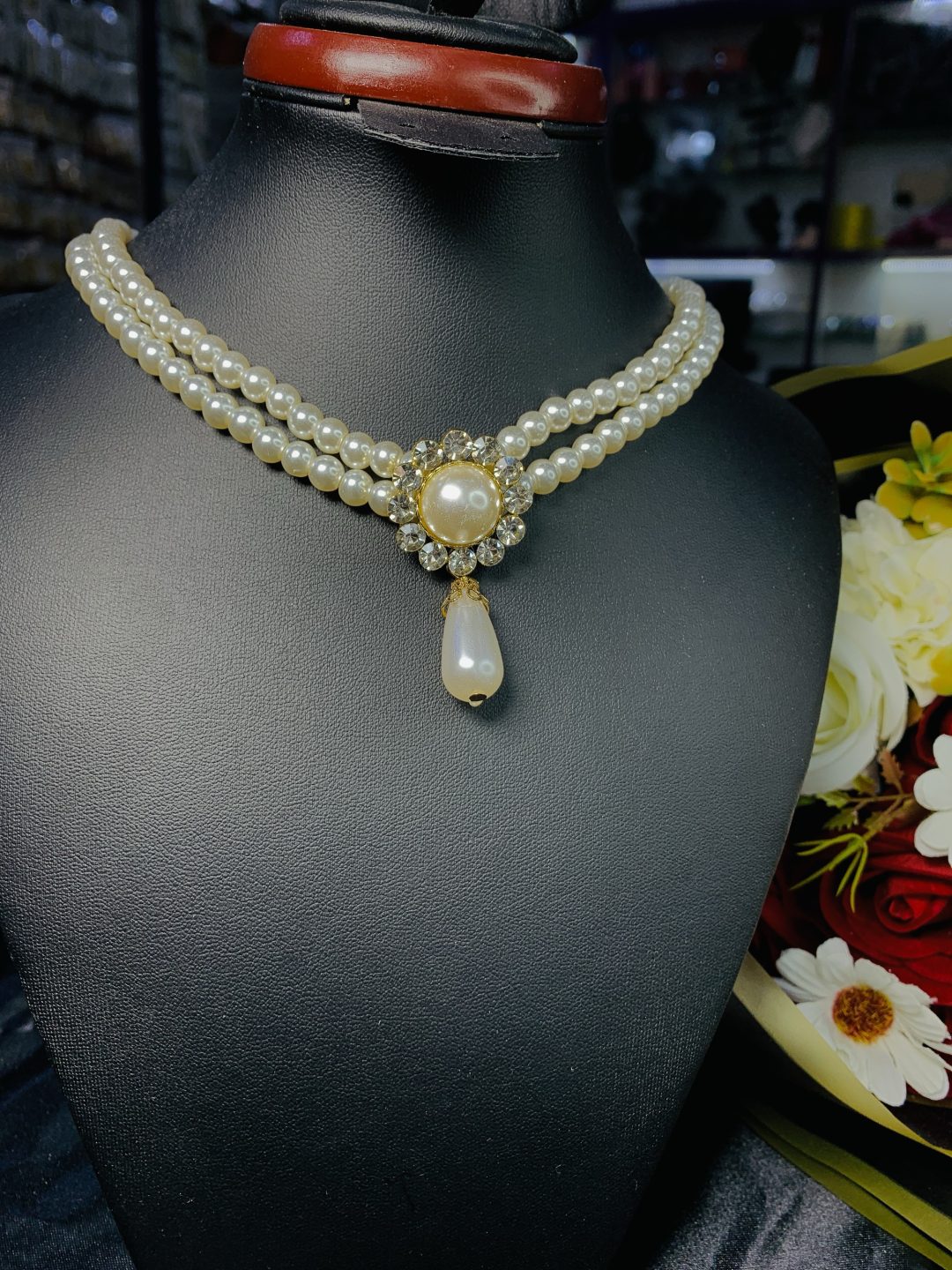 Circle stone pearl necklace - Image 4