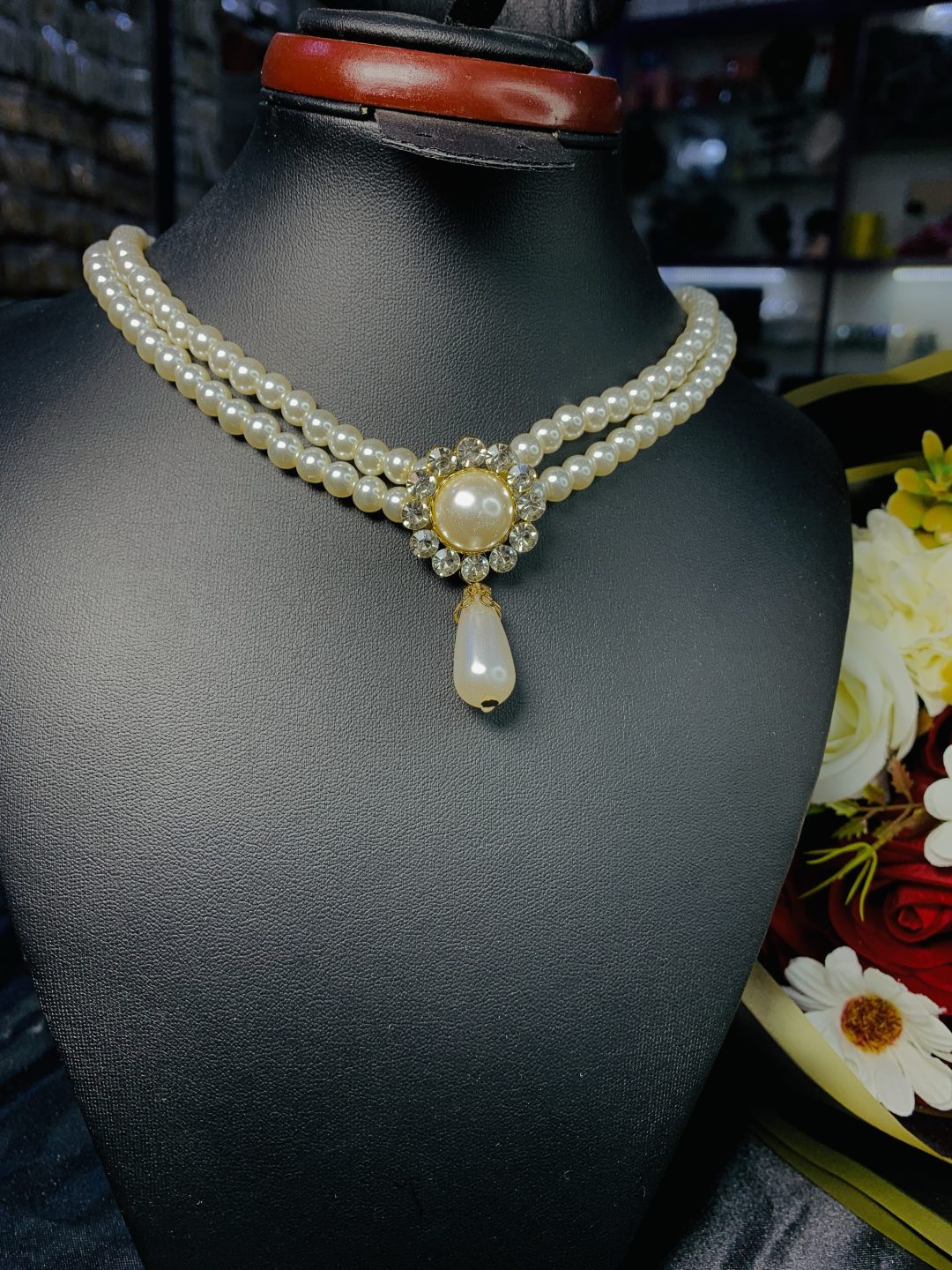 Circle stone pearl necklace - Image 5