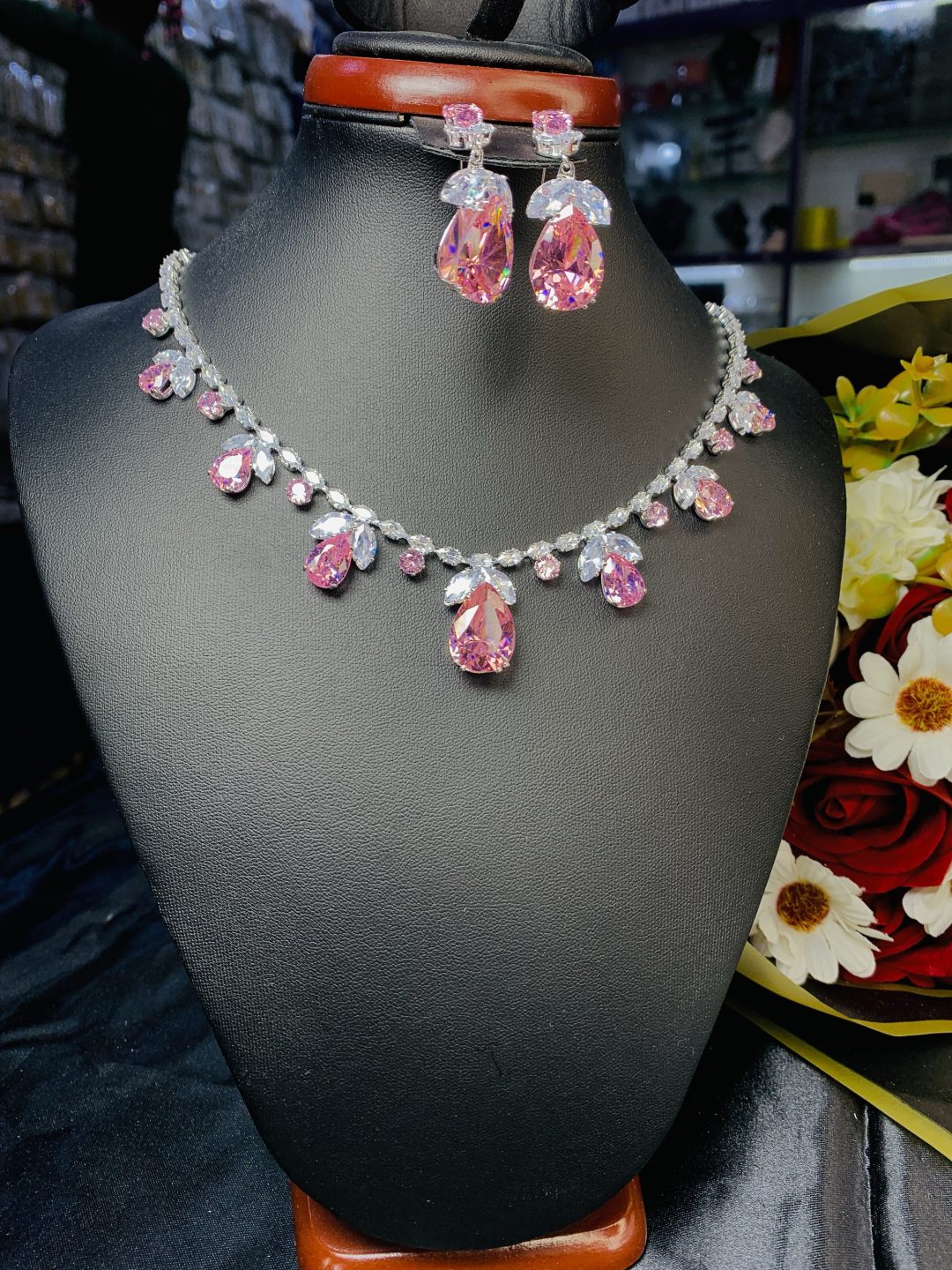 Pink oval stone fashion set 009 - Image 2