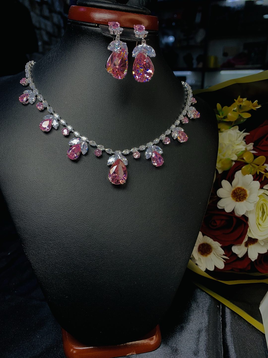Pink oval stone fashion set 009 - Image 4