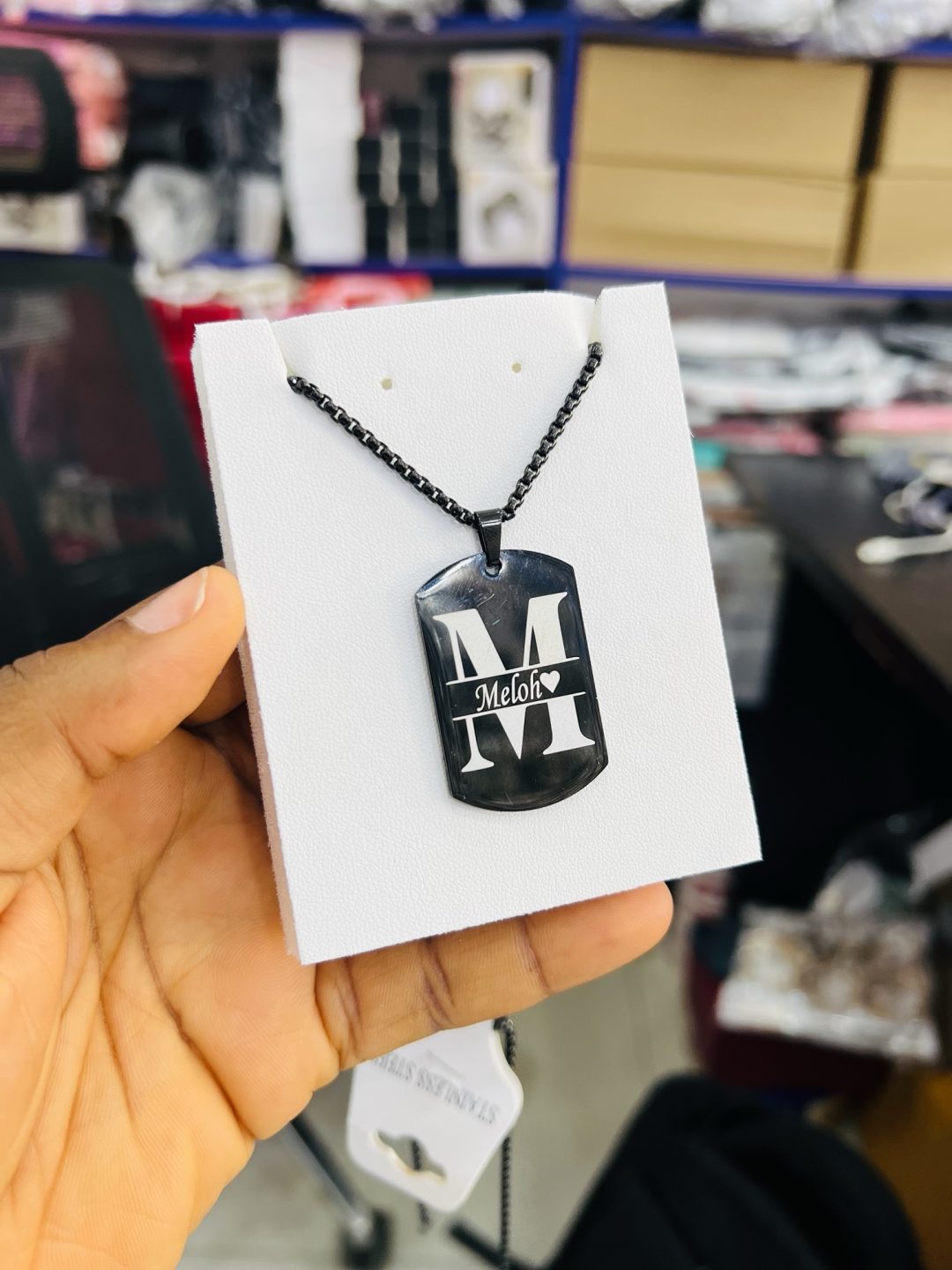 Engraved Big letter and middle name necklace - Image 2