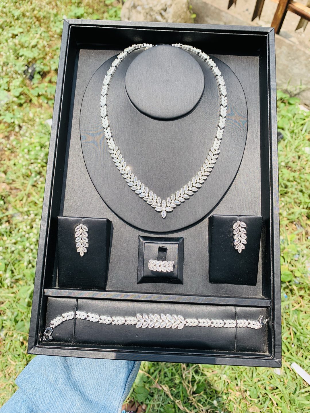 001 zirconia bridal silver set