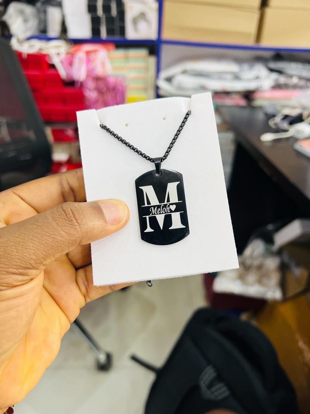 Engraved Big letter and middle name necklace