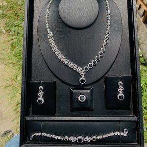 002 zirconia black stone bridal set