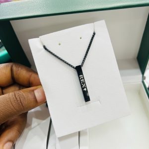 Engraved black block necklace