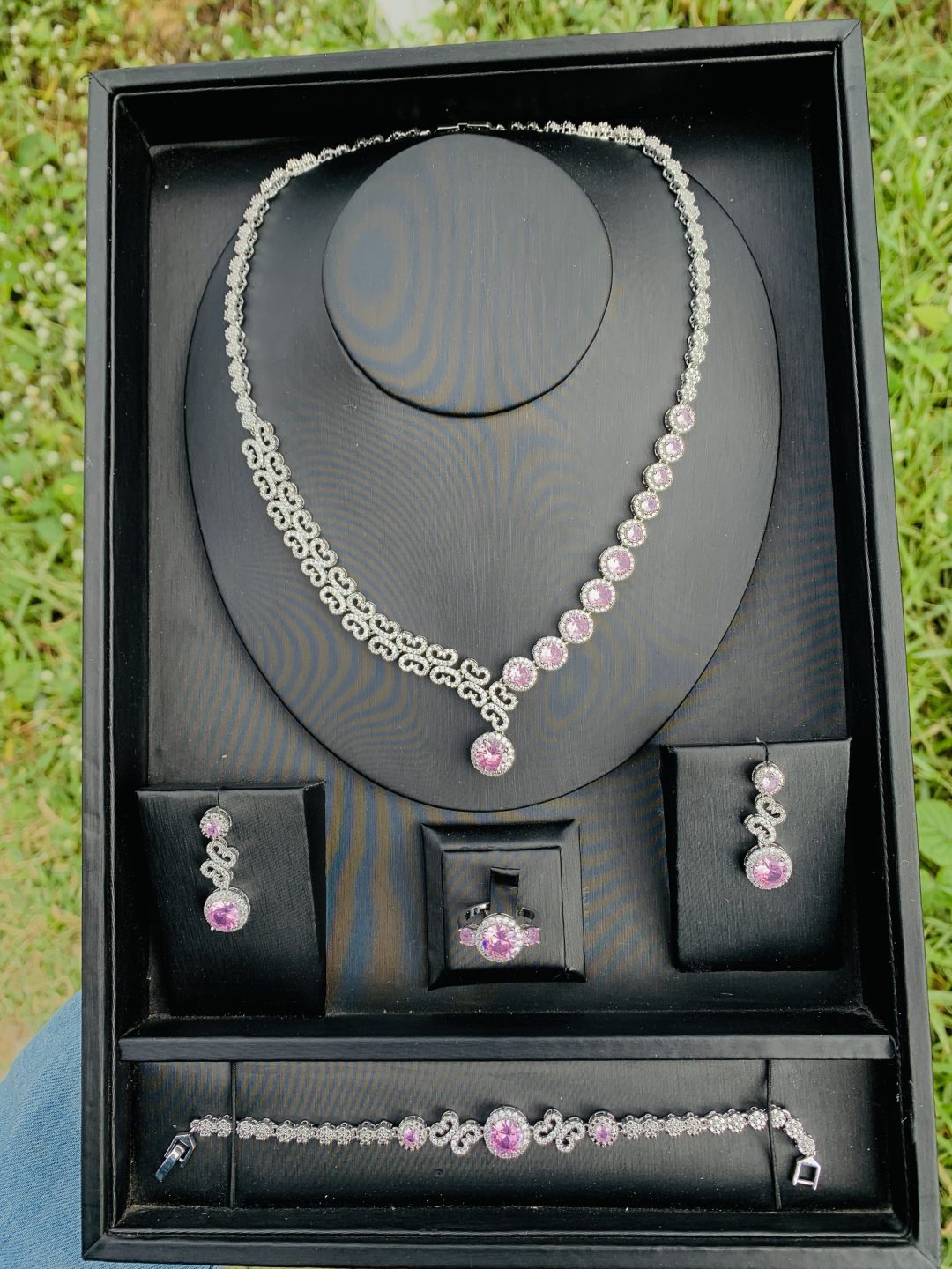 004 zirconia pink pink stone bridal set - Image 6