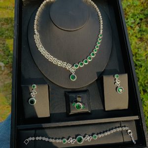 005 zirconia green stone bridal set