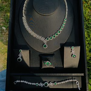 005 zirconia green stone bridal set