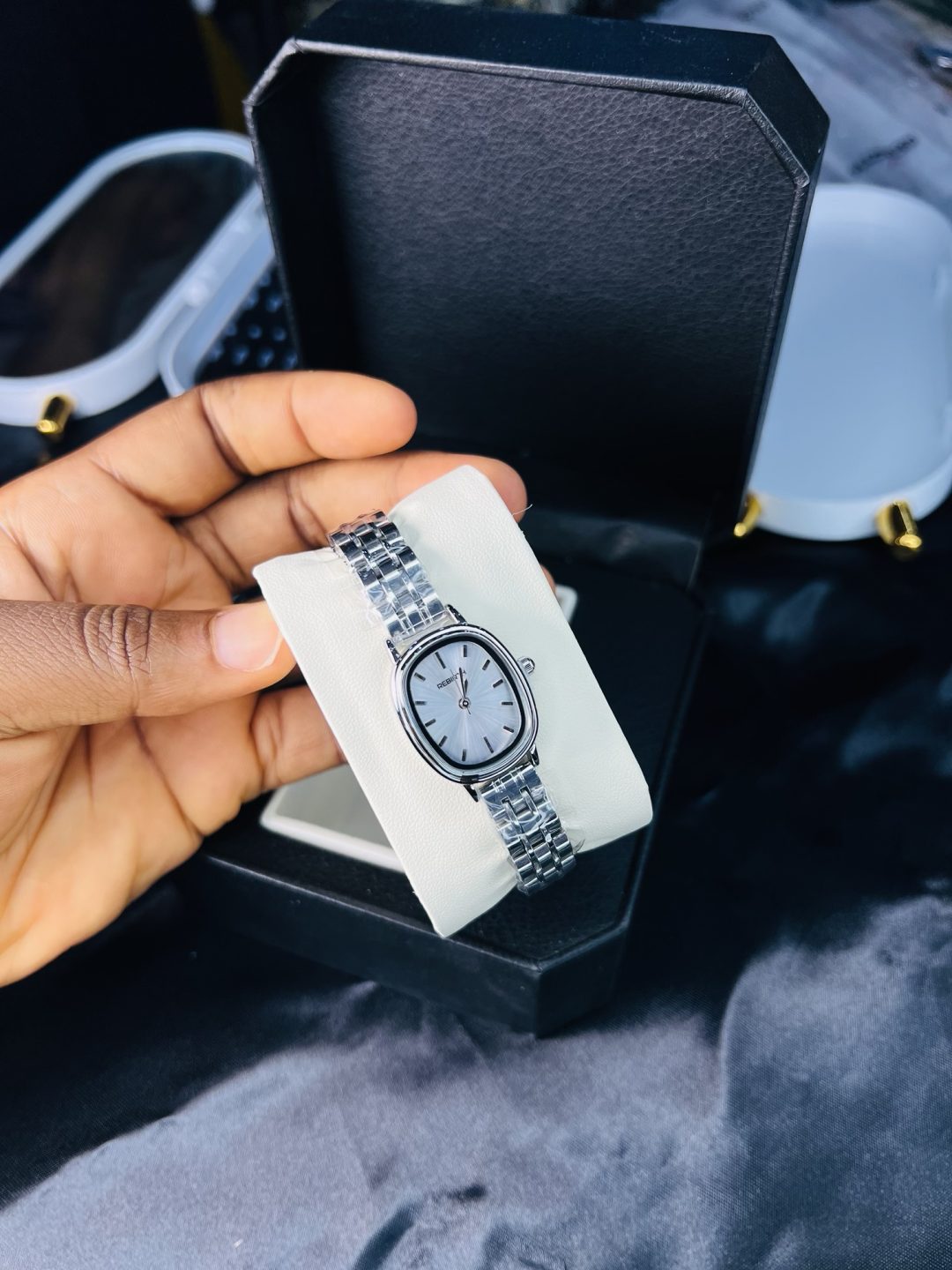 Rebirth white  slim face watch