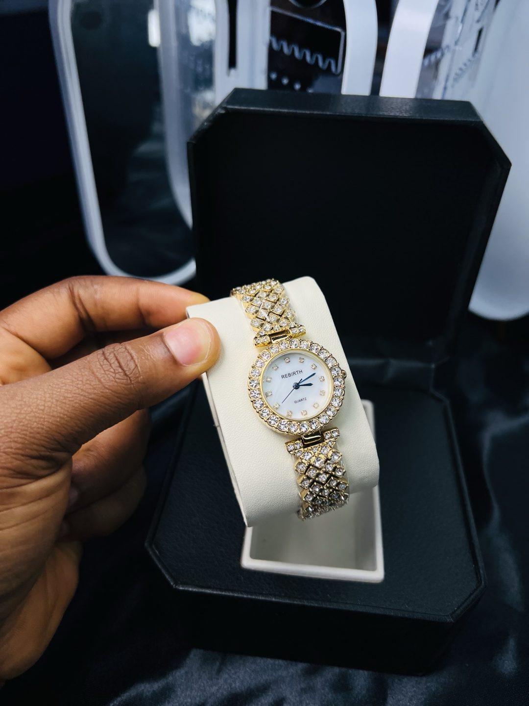 Rebirth gold ice stoned face watch