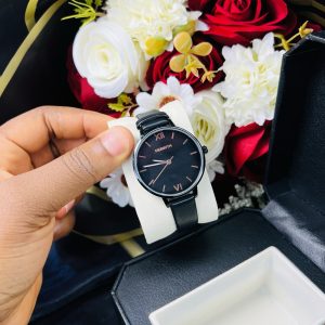 Rebirth Black leather watch
